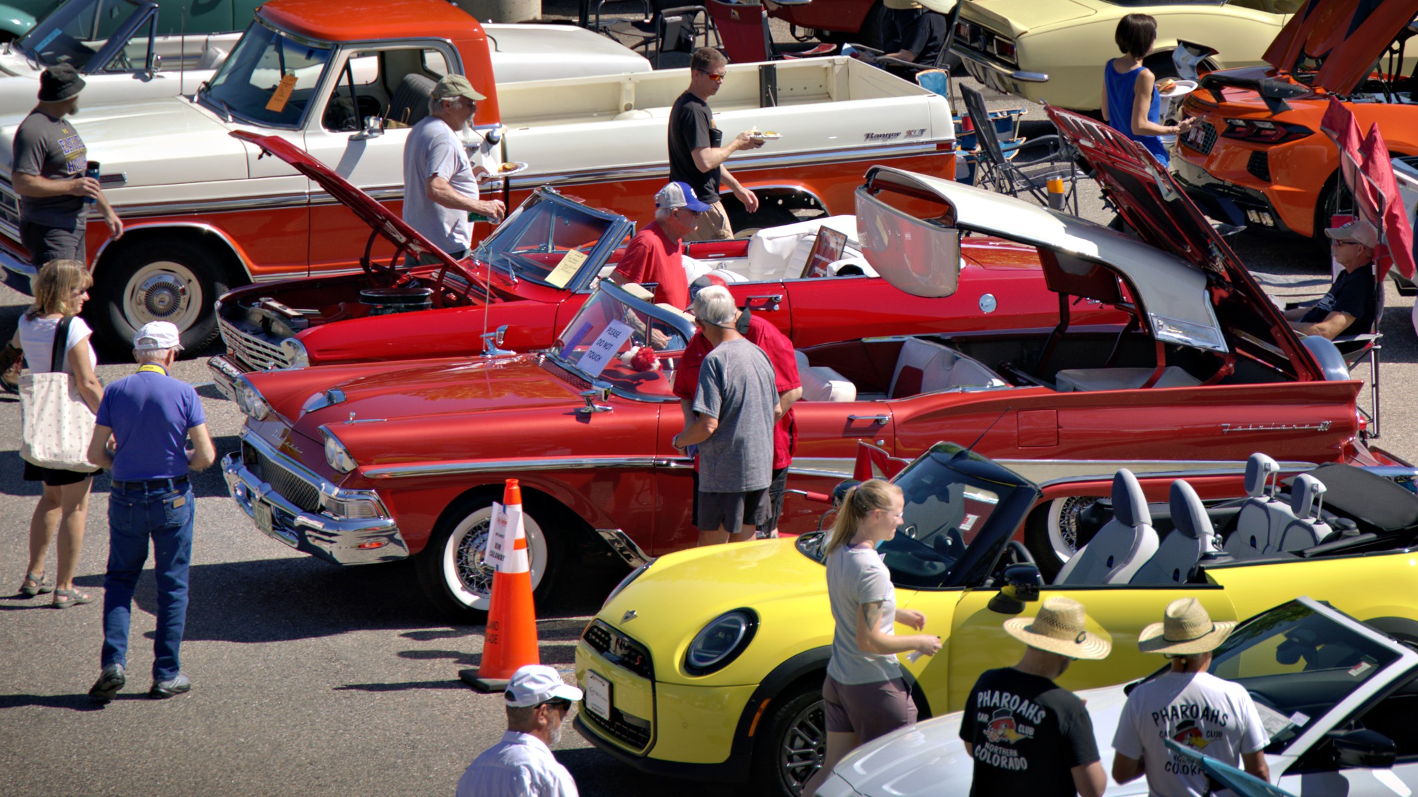 Rooftop view of the car show