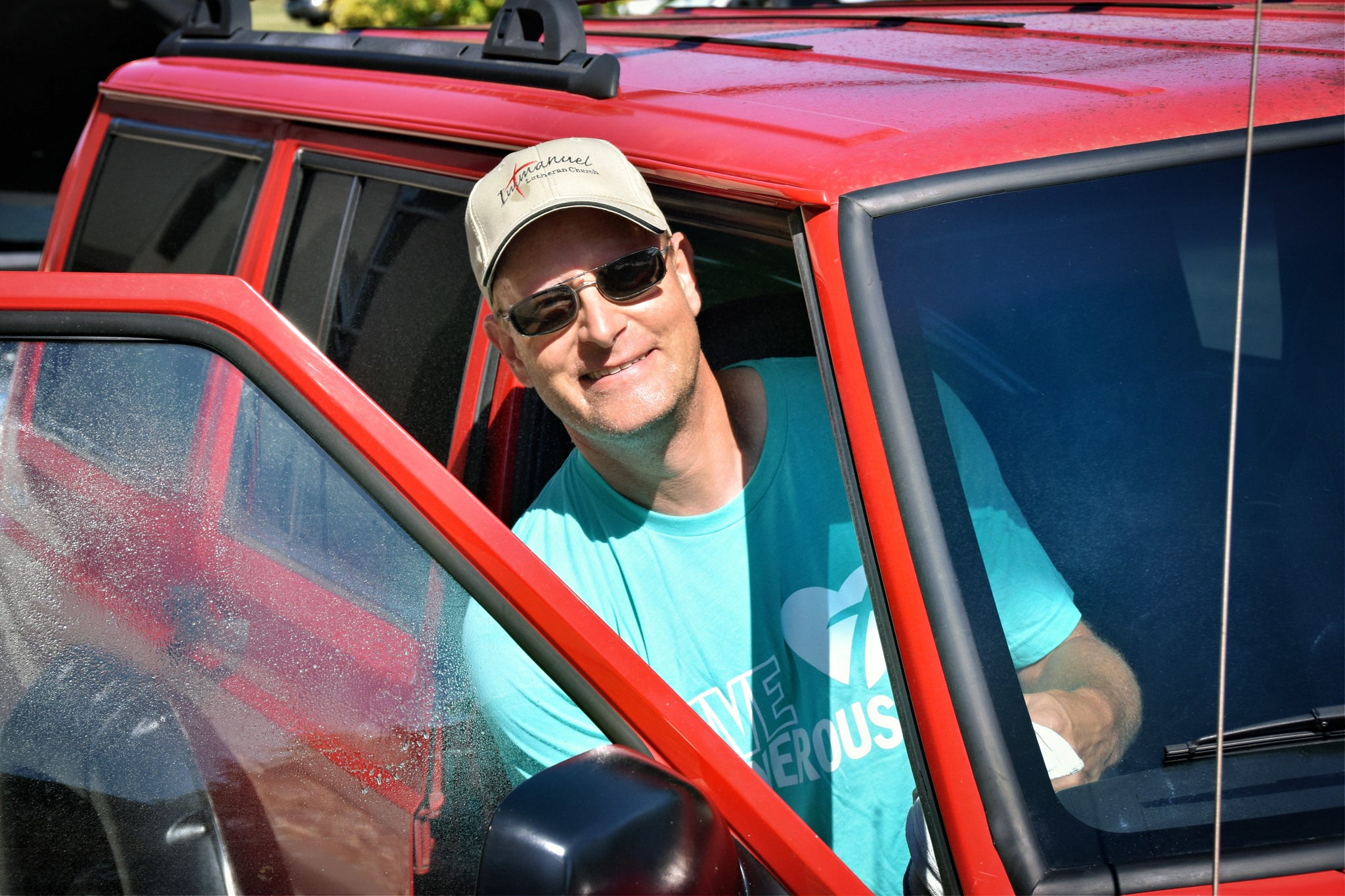 Helping at the car show